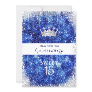 Beautiful Blue Sparkle Glitter Quinceanera Crown
