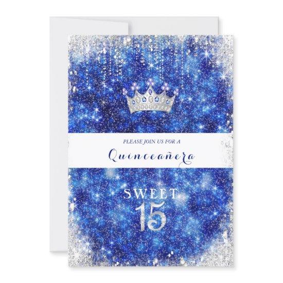 Beautiful Blue Sparkle Glitter Quinceanera Crown