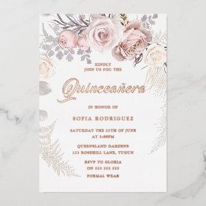 Beautiful Blush Wreath Rose Gold Quinceanera Party Foil
