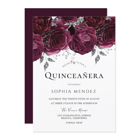 Beautiful Burgundy Roses Elegant Quinceañera Party