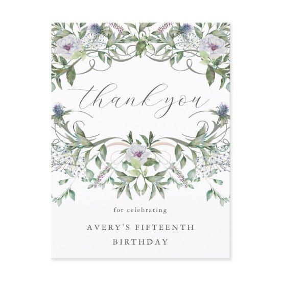 Beautiful Floral Birthday Thank You Postcard