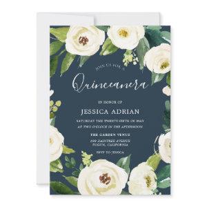 Beautiful Flowers Turquoise Quinceanera Invite