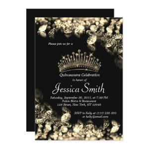 Beautiful Golden Diamond Quinceañera Invite