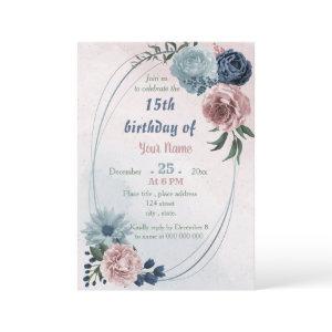 beautiful pink blue floral geometric birthday