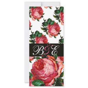 BEAUTIFUL PINK ROSE AQUA BLUE TEAL FLORAL MONOGRAM