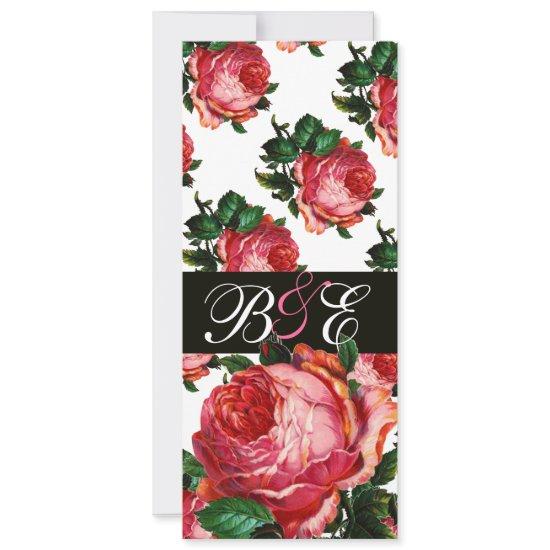 BEAUTIFUL PINK ROSE AQUA BLUE TEAL FLORAL MONOGRAM