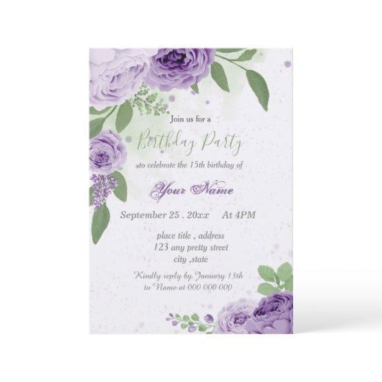 beautiful purple flowers green leaves birthday