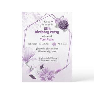 beautiful purple shades flowers geometric birthday