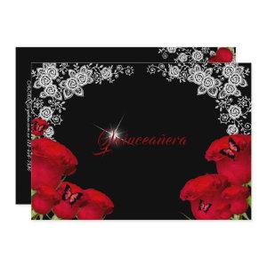 Beautiful Red Roses Butterflies Quinceanera