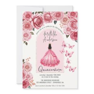 Beautiful Rose Gold Floral Princess Quinceanera