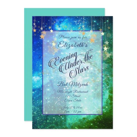 Beautiful Under the Stars Blue Green Bat Mitzvah
