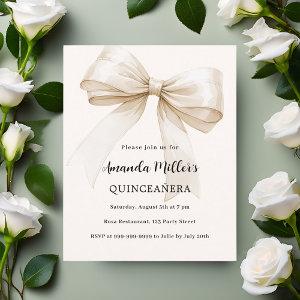 Beige bow elegant Quinceanera