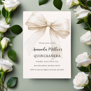 Beige bow elegant Quinceanera