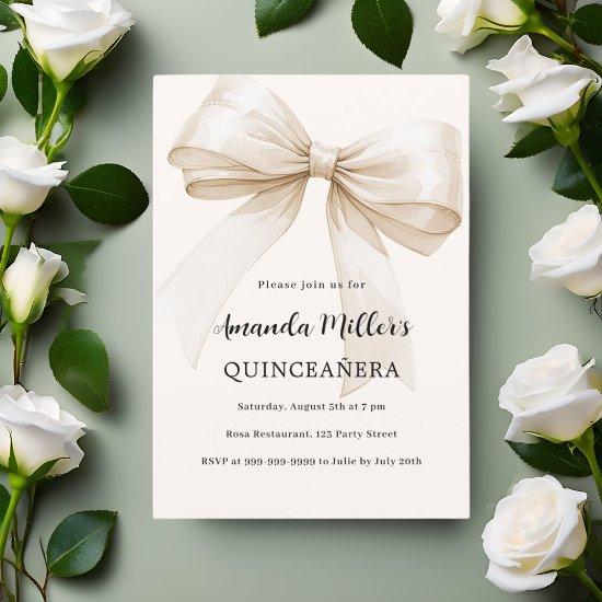 Beige bow elegant Quinceanera