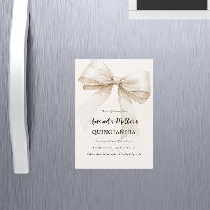 Beige cream bow Quinceanera luxury Magnetic