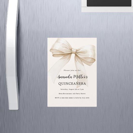 Beige cream bow Quinceanera luxury Magnetic
