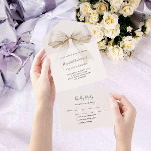 Beige cream bow Quinceanera rsvp All In One