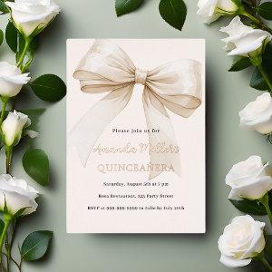 Beige cream bow rose gold Quinceanera luxury Foil