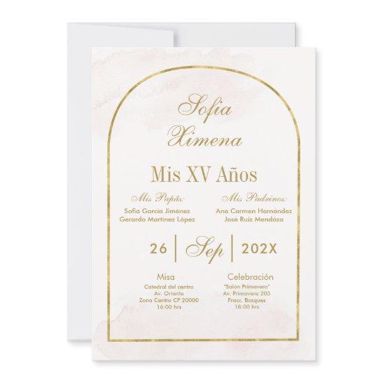 Beige Gold Arch Quinceañera