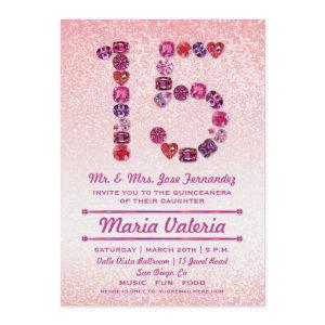 Bejeweled 15th Birthday Quinceañera Party Invites