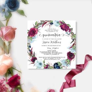Berry, Burgundy, Red, Blue Wreath Quinceañera