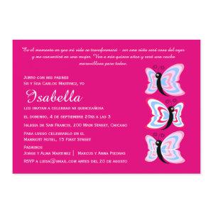 Bilingual 2-sided Quinceañera Butterfly Birthday