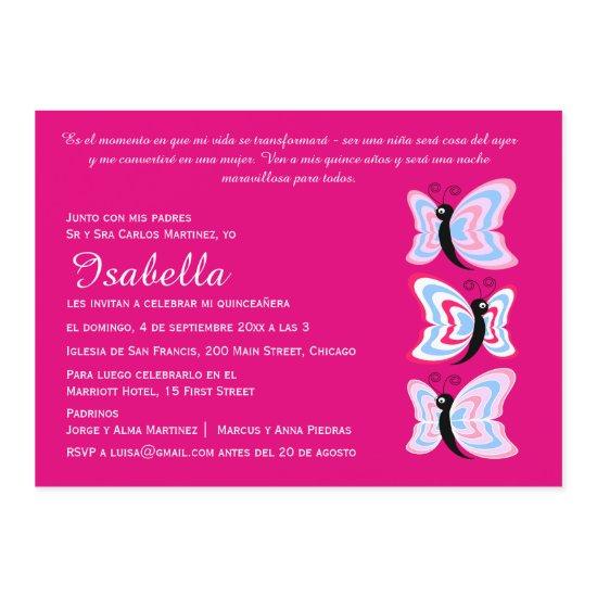 Bilingual 2-sided Quinceañera Butterfly Birthday
