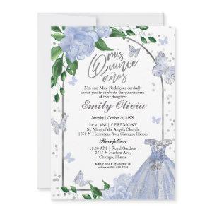 Bilingual Quinceanera Butterflys Dusty Blue Gown