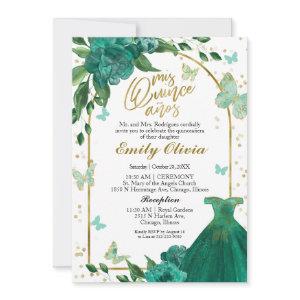Bilingual Quinceanera Butterflys Emerald Green