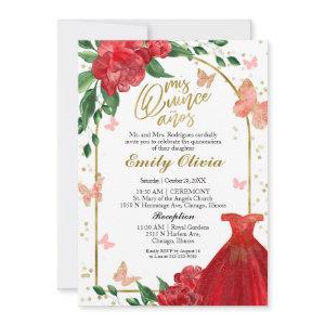 Bilingual Quinceanera Butterflys Red Gown