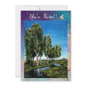 BIRCH TREES IN TUSCANY, blue green sparkles