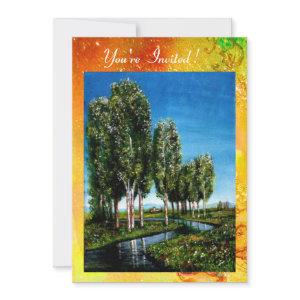 BIRCH TREES IN TUSCANY,green brown yellow sparkles