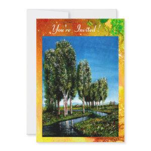 BIRCH TREES IN TUSCANY,green brown yellow sparkles