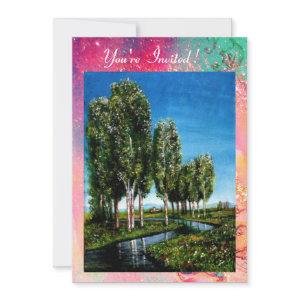 BIRCH TREES IN TUSCANY,green pink gold sparkles