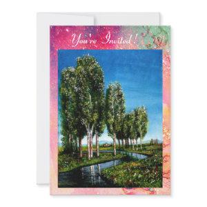 BIRCH TREES IN TUSCANY,green pink gold sparkles