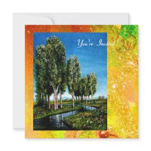 BIRCH TREES IN TUSCANY,yellow green gold sparkles