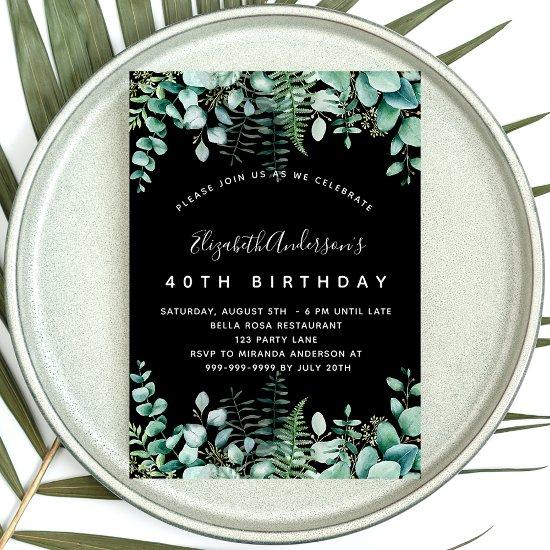 Birthday black eucalyptus greenery woodland  postcard