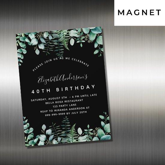 Birthday black eucalyptus greenery woodland luxury magnetic