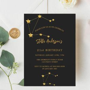 Birthday black gold Capricorn star constellation