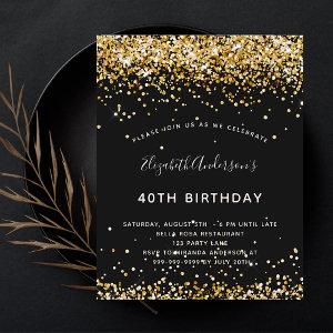 Birthday black gold glitter budget  flyer