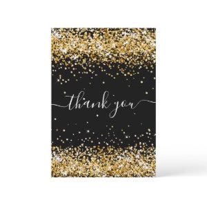 Birthday black gold glitter dust thank you