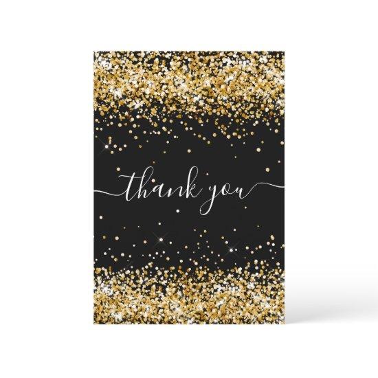 Birthday black gold glitter dust thank you