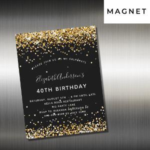 Birthday black gold glitter glamorous party magnetic
