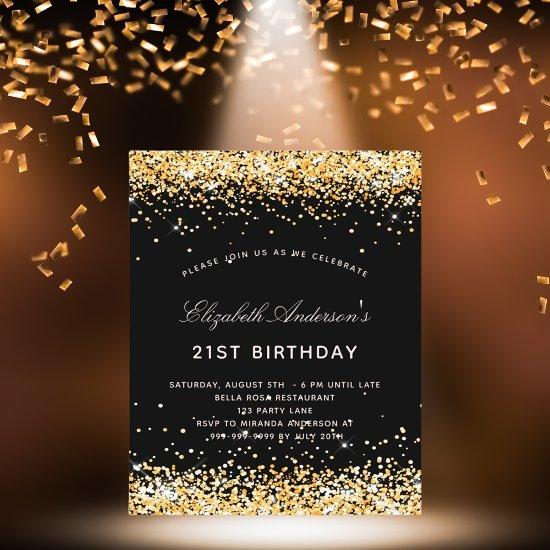 Birthday black gold glitter