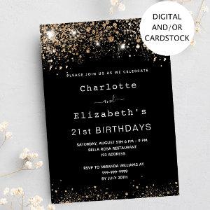 Birthday black gold glitter two persons friends