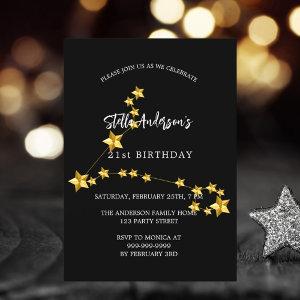 Birthday black gold Pisces star constellation