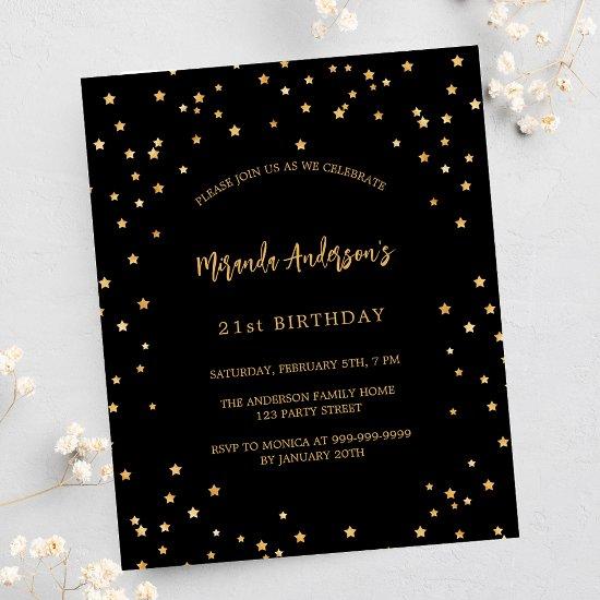 Birthday black gold stars budget party