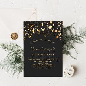 Birthday black gold stars elegant party