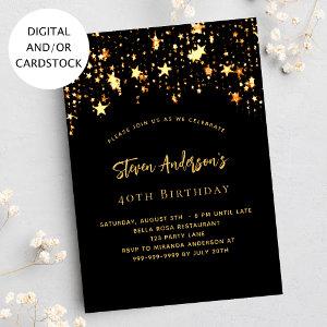 Birthday black gold stars elegant party