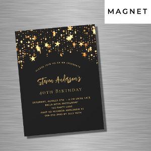 Birthday black gold stars elegant party magnetic